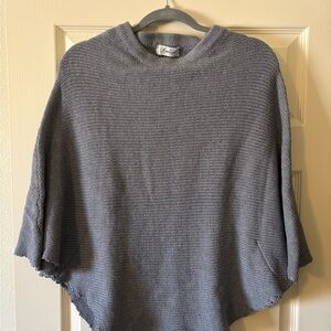 Elegant Gray Knit Poncho by AVALEIGH